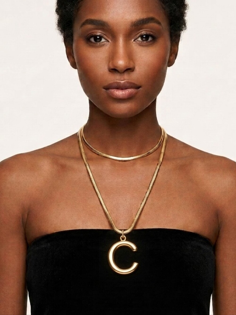 Gold Initial C Pendant Necklace